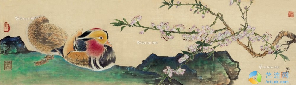 陈佩秋（b.1923）
                                                                                                                                                0326 
                            桃花鸳鸯 镜片 设色绢本