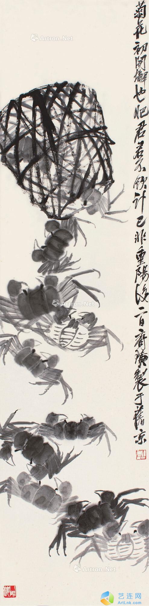 齐白石（1863～1957）
                                                                                                                                                0891 
                            笼蟹图 立轴 水墨纸本