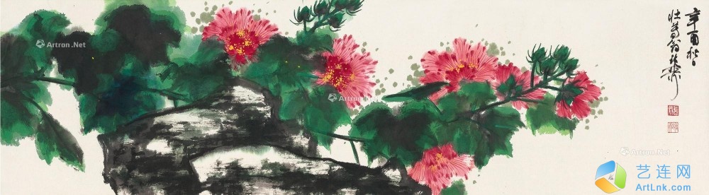 谢稚柳
                                                                                                                                                0093 
                            1981年作 芙蓉花 镜片 设色纸本