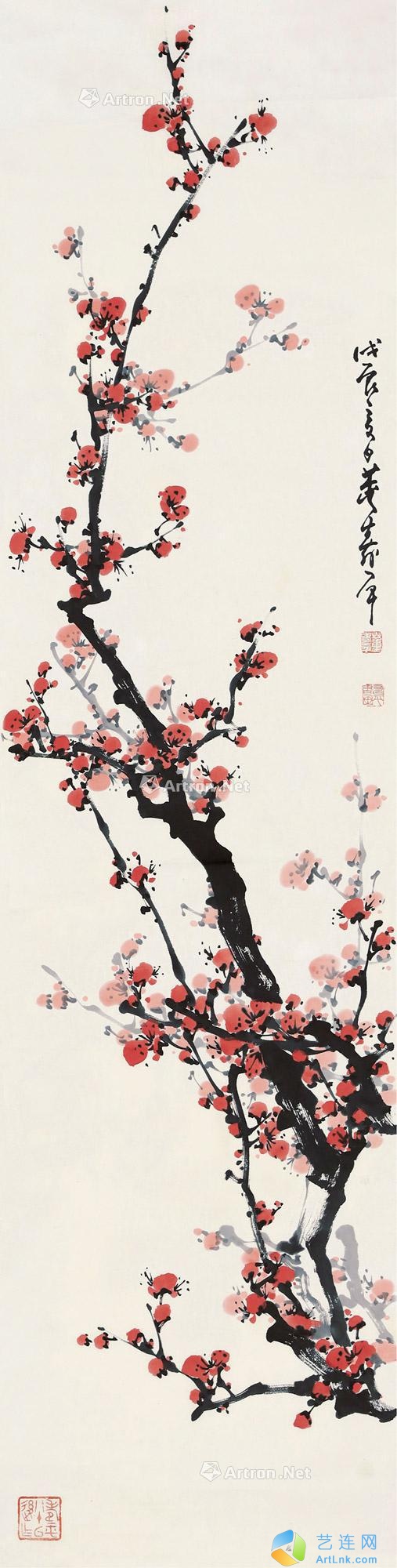 董寿平（1904～1997）
                                                                                                                                                0049 
                            1988年作 红梅 镜心 设色纸本