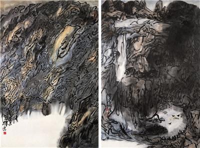 唐辉-《山水二帧》|【荣宝拍卖】-2005年北京荣宝书画精品拍卖会（第51期）