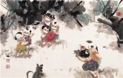 傅小石-《童子乐》|【荣宝拍卖】-2005年北京荣宝书画精品拍卖会（第51期）