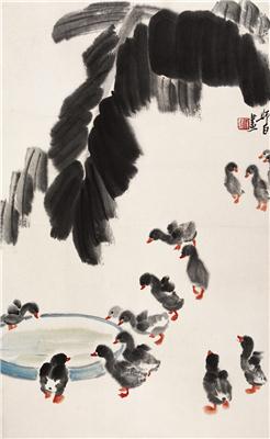 娄师白-《芭蕉小鸭》|【荣宝拍卖】-2005年北京荣宝书画精品拍卖会（第51期）