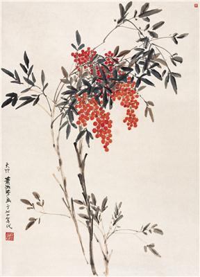 萧淑芳-《天竹》|【荣宝拍卖】-2005年北京荣宝书画精品拍卖会（第51期）