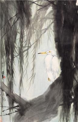 陈佩秋-《柳荫白鹭》|【荣宝拍卖】-荣宝2006迎新(上海)书画精品拍卖会