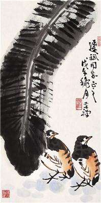 李苦禅-《蕉荫双鹌》|【荣宝拍卖】-荣宝2006迎新(上海)书画精品拍卖会