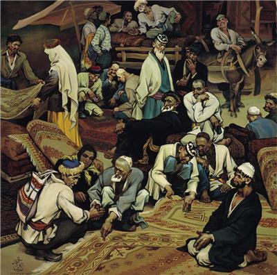 哈孜・艾买提-《地毯・维吾尔人》|【荣宝拍卖】-2006年春季大型艺术品拍卖会