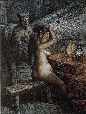 罗中立-《梳妆》|【荣宝拍卖】-2006年春季大型艺术品拍卖会