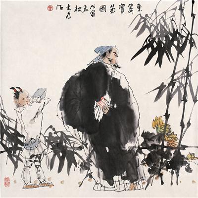 刘大为-《东篱赏菊图》|【荣宝拍卖】-2006年北京荣宝书画精品拍卖会（第54期）