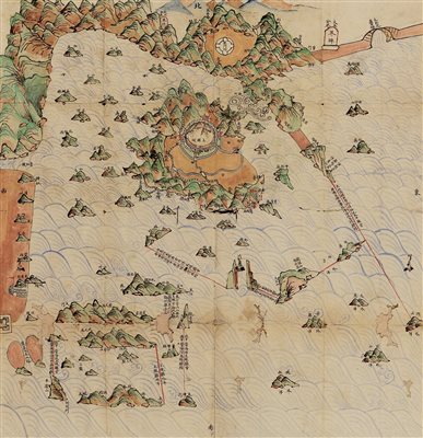 《清光绪六年十二月（1880年）手工绘制玉环厅图附禀一纸》|【荣宝拍卖】-北京荣宝2020春季艺术品拍卖会