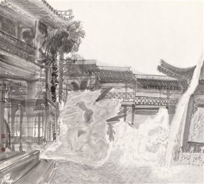 屠鸿辉(b.1970)《庭院》|【荣宝拍卖】-北京荣宝2020春季艺术品拍卖会