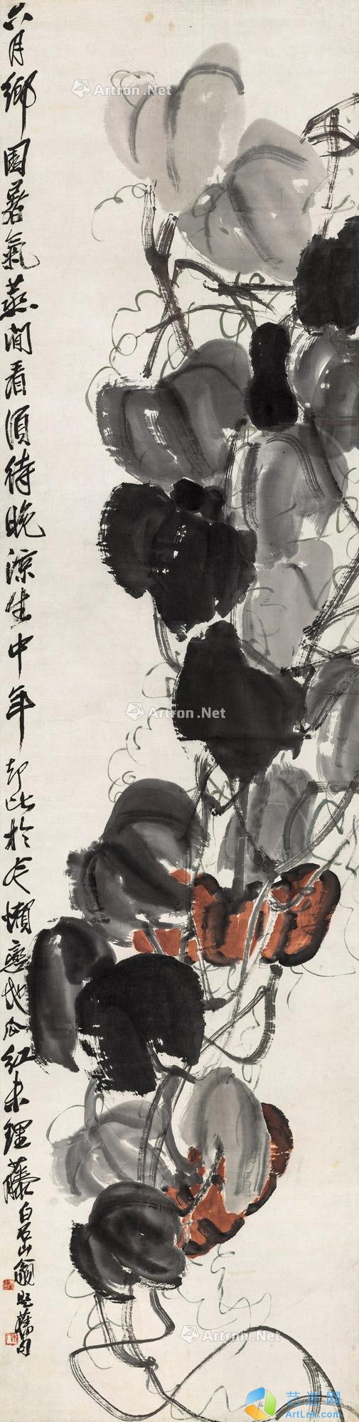 【拍卖价格】                                                                                    齐白石（1864～1957）
                                                                                                                                                2856 
                            南瓜 镜心 设色纸本