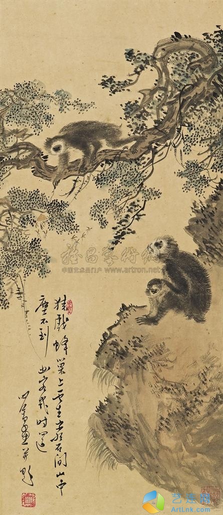 【拍卖价格】                                                                                    溥儒（1896-1963）
                                                                                                                                                1246 
                            猿猴图 立轴 设色纸本