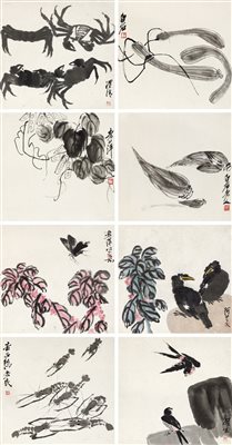 齐白石（1864-1957）《花果翎毛虫鱼册页 册页 设色纸本》|【荣宝拍卖】-2021秋季艺术品拍卖会