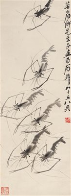 齐白石（1864-1957）《游虾图 立轴 水墨纸本》|【荣宝拍卖】-2021春季艺术品拍卖会