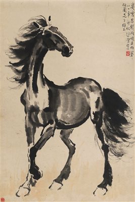 徐悲鸿（1895-1953）《立马图 立轴 设色纸本》|【荣宝拍卖】-2021春季艺术品拍卖会