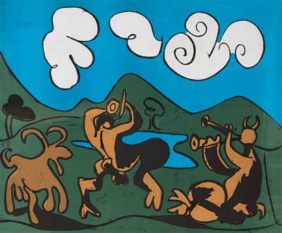 巴勃罗·毕加索（1881-1973）《牧神和山羊 石版画》|【荣宝拍卖】-2021春季艺术品拍卖会