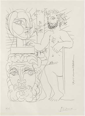 巴勃罗·毕加索（1881-1973）《雕塑家和两个雕塑头像 石版画》|【荣宝拍卖】-2021春季艺术品拍卖会