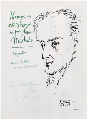 巴勃罗·毕加索（1881-1973）《西班牙艺术家对诗人安东尼奥·马查多的敬意 石版画》|【荣宝拍卖】-2021春季艺术品拍卖会