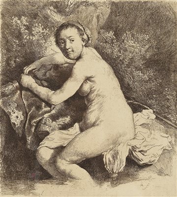 伦勃朗·哈尔曼松·凡·莱因（1606-1669）《沐浴中的戴安娜 蚀刻版画》|【荣宝拍卖】-2021春季艺术品拍卖会