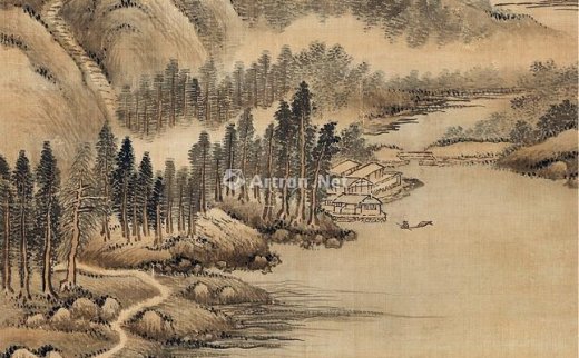 杨晋（1644～1728）
                                                                                                                                                0130 
                            江山渔乐图 立轴 设色绢本