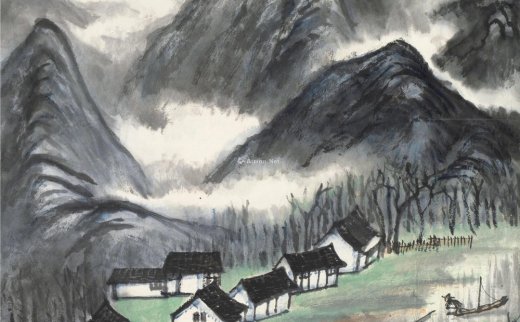 李可染（1907～1989）
                                                                                                                                                0401 
                            雨余山 镜心 纸本