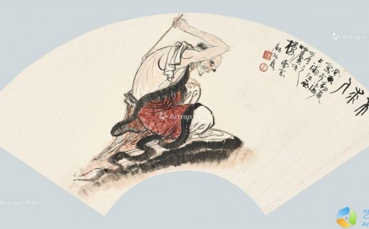顾炳鑫
                                                                                                                                                0419 
                            1983年作 不求人 扇面镜心 设色纸本