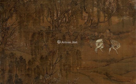 赵麟（1318～1380）
                                                                                                                                                8088 
                            1342年作 玉楼勒马图 立轴 设色绢本