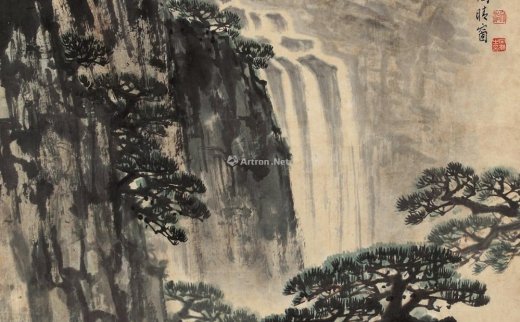 宋文治（1919～1999）
                                                                                                                                                0342 
                            1985年作 庐山飞瀑图 立轴 设色纸本