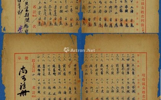 --                            2614 
                            民国廿九年（1940年）上海《现有妓女姓名列后》统计表共2份不同