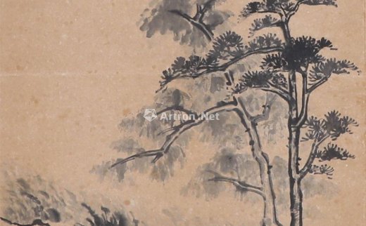 龚贤
                                                                                                                                                1324 
                            松下茅屋图 立轴 水墨 纸本