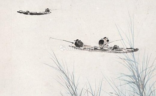 黎雄才
                                                                                                                                                0355 
                            江渚两渔 立轴 设色纸本