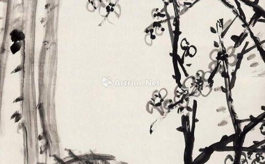 吴昌硕（1844～1927）
                                                                                                                                                0519 
                            1915年作 梅石图 镜片 水墨绫本