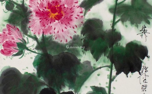谢稚柳（1910～1997）
                                                                                    陈佩秋（1923～2020）
                                                                                                                                                0306 
                            芙蓉蛱蝶 立轴 设色纸本