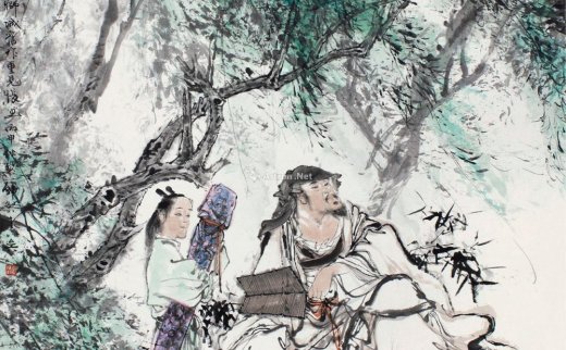 韩敏（b.1929）
                                                                                                                                                0991 
                            1993年作 五柳先生像 立轴 设色纸本