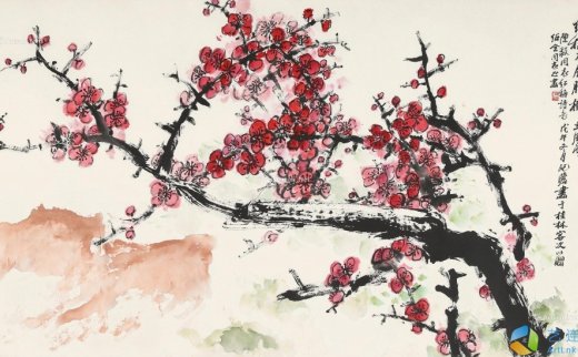 朱屺瞻（1892～1996）
                                                                                                                                                0811 
                            1978年作 红梅迎春 镜片 设色纸本