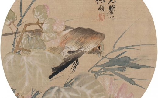 任伯年（1840～1895）
                                                                                                                                                0561 
                            花鸟 团扇片 设色绢本