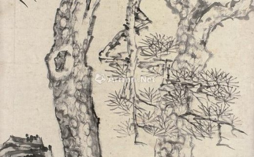 李鱓（1686～1762）
                                                                                                                                                0610 
                            1744年作 松石图 立轴 水墨纸本