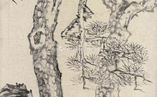 李鱓（1686～1762）
                                                                                                                                                0610 
                            1744年作 松石图 立轴 水墨纸本