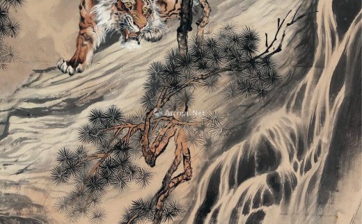 蔡鹤汀（1909～1976）
                                                                                                                                                0946 
                            1942年作 松荫虎啸 立轴 设色纸本