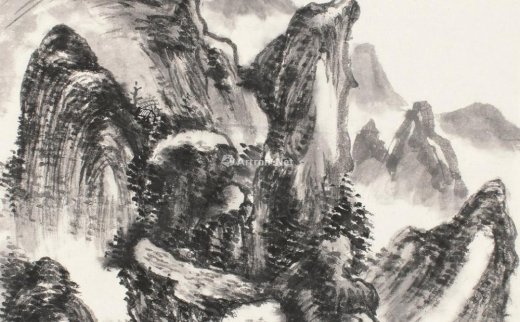 黄宾虹（1865～1955）
                                                                                                                                                0831 
                            深山寂客 立轴 水墨纸本