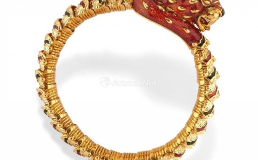 --                            0404 
                            A 18K yellow gold and enamel bracelet，Frascarolo
