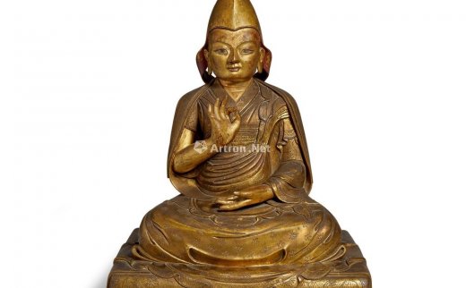 --                            0129 
                            十八/十九世纪 铜鎏金喇嘛坐像