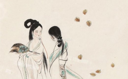 刘旦宅（1931～2011）
                                                                                                                                                0794 
                            1987年作 二湘图 立轴 设色纸本