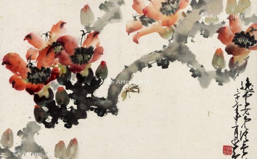 赵少昂（1905-1998）
                                                                                                                                                0295 
                            1948年作 玉兰秋虫 镜心 设色纸本