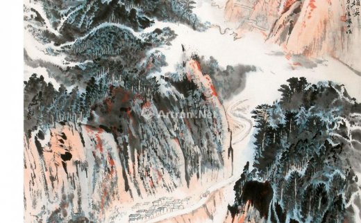 陆俨少（1909-1993）
                                                                                                                                                0553 
                            1977年作 娄山关雄姿 立轴 设色纸本