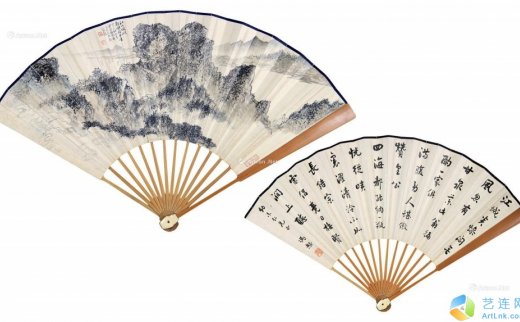 胡佩衡
                                                                                    冯恕
                                                                                                                                                0410 
                            山水、书法 成扇 设色纸本、水墨纸本
