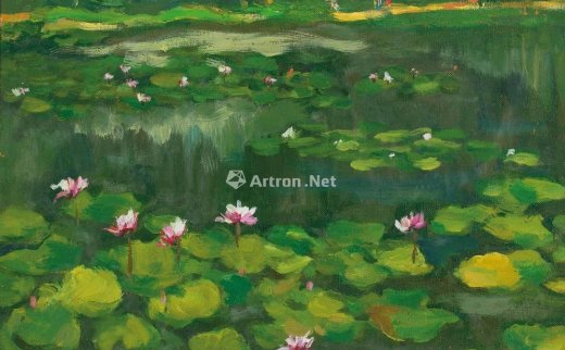 苏秋东（1911-2012）
                                                                                                                                                0448 
                            1993年作 浮水莲花 油彩画布 镜框