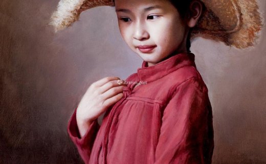 吴剑伟（b.1978）
                                                                                                                                                0014 
                            2015年作 戴草帽的女孩 布面油画