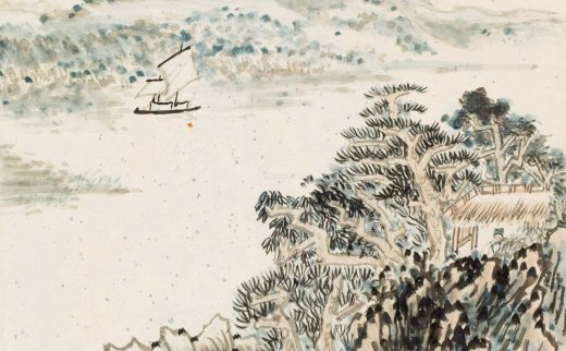 陆俨少（1909～1993）
                                                                                                                                                0164 
                            丙寅（1986）年作 沧江碣石 镜心 设色纸本